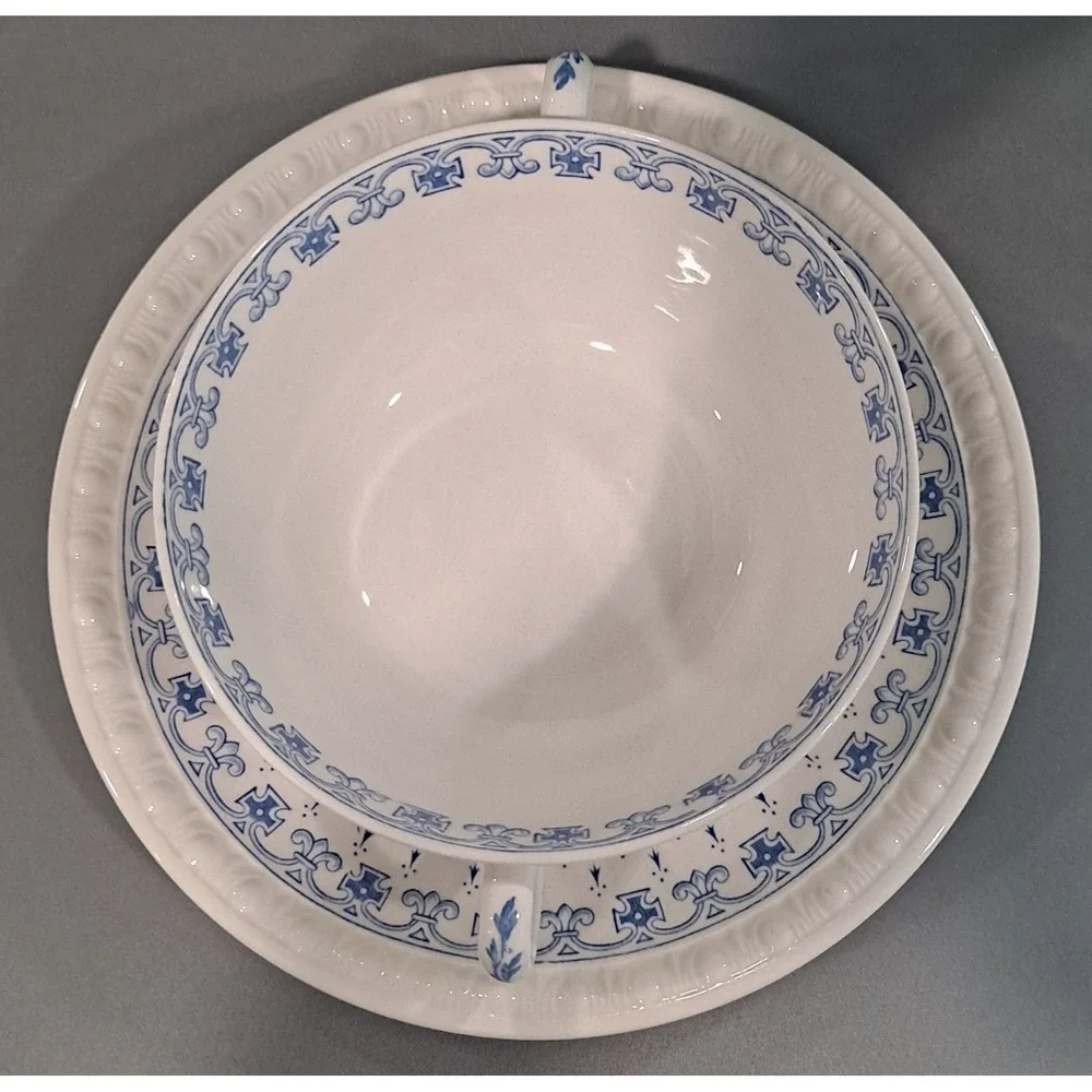 Vintage Blue And White Copeland Spode Centurion Soup And Saucer